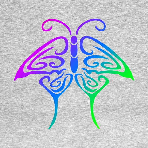 Rainbow Butterfly Tribal Tattoo by BiscuitSnack